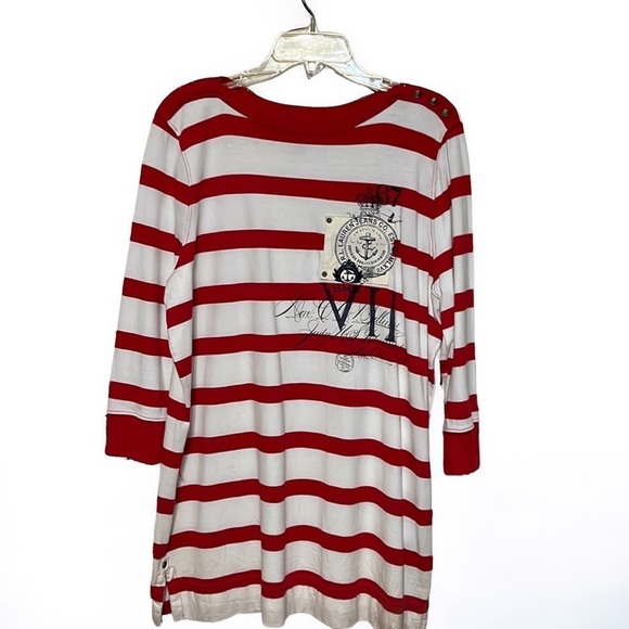 Ralph Lauren tee, red/white stripe sz. 1x - Picture 1 of 7